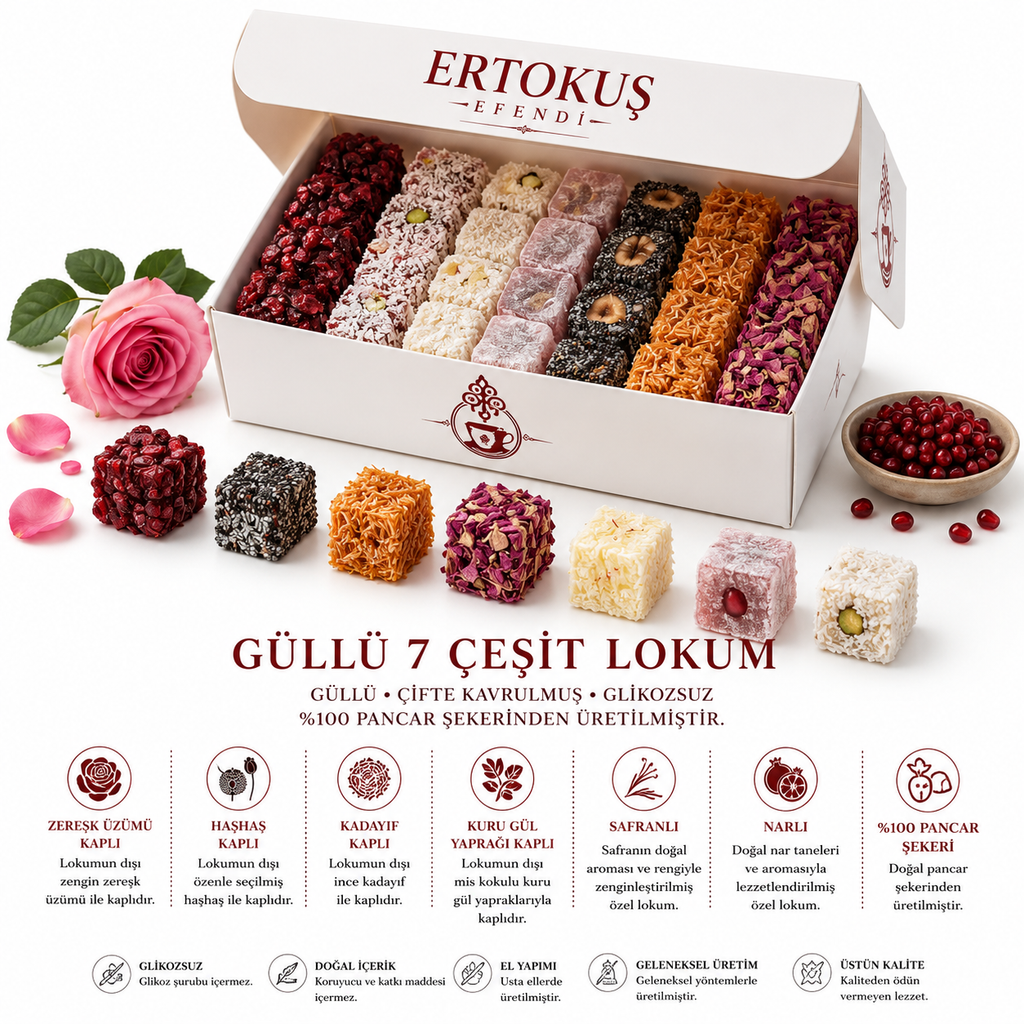 KARIŞIK Duble Antep Fıstıklı/Fındıklı Lokum 250 gr | %100 Pancar Şekeri | Glikoz İçermez