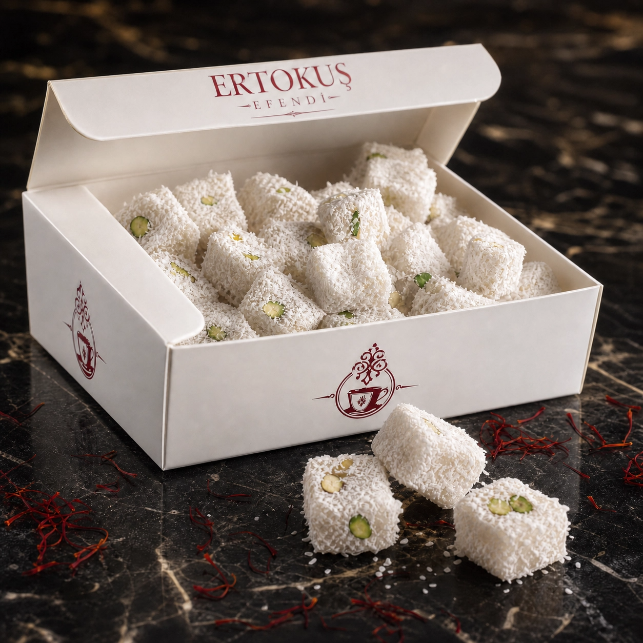 Safranlı Duble Antep Fıstıklı Lokum 250gr | Çifte Kavrulmuş | %100 Pancar Şekeri