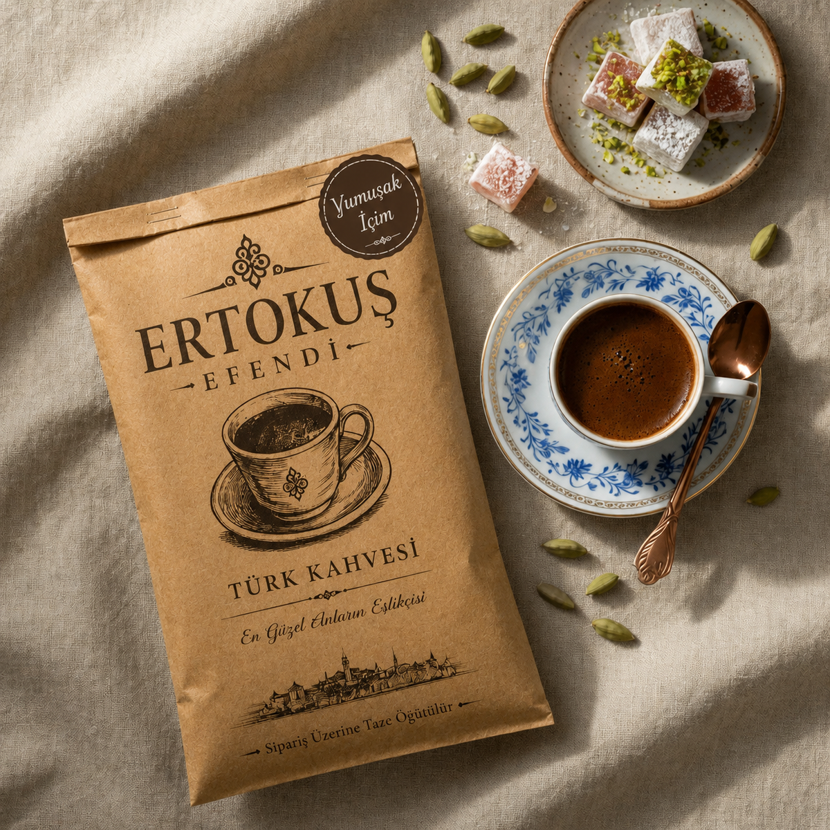 Yumuşak İçimli Türk kahvesi 100 Gr | Az Kavrulmuş ve Taş Değirmende Öğütülmüş