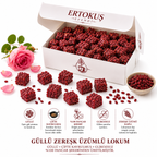 Zereşk Üzüm Kaplı Güllü Lokum 250gr | Çifte Kavrulmuş | %100 Pancar Şekeri